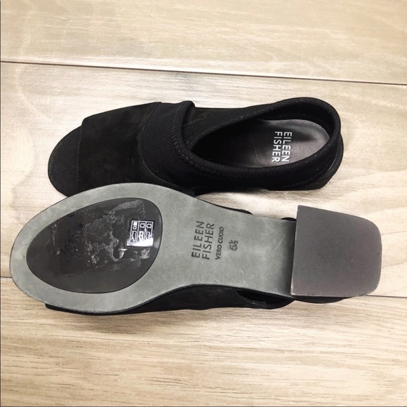 Eileen Fisher LUCA TUMBLED NUBUCK SANDAL in Black Suede - Picture 5 of 6